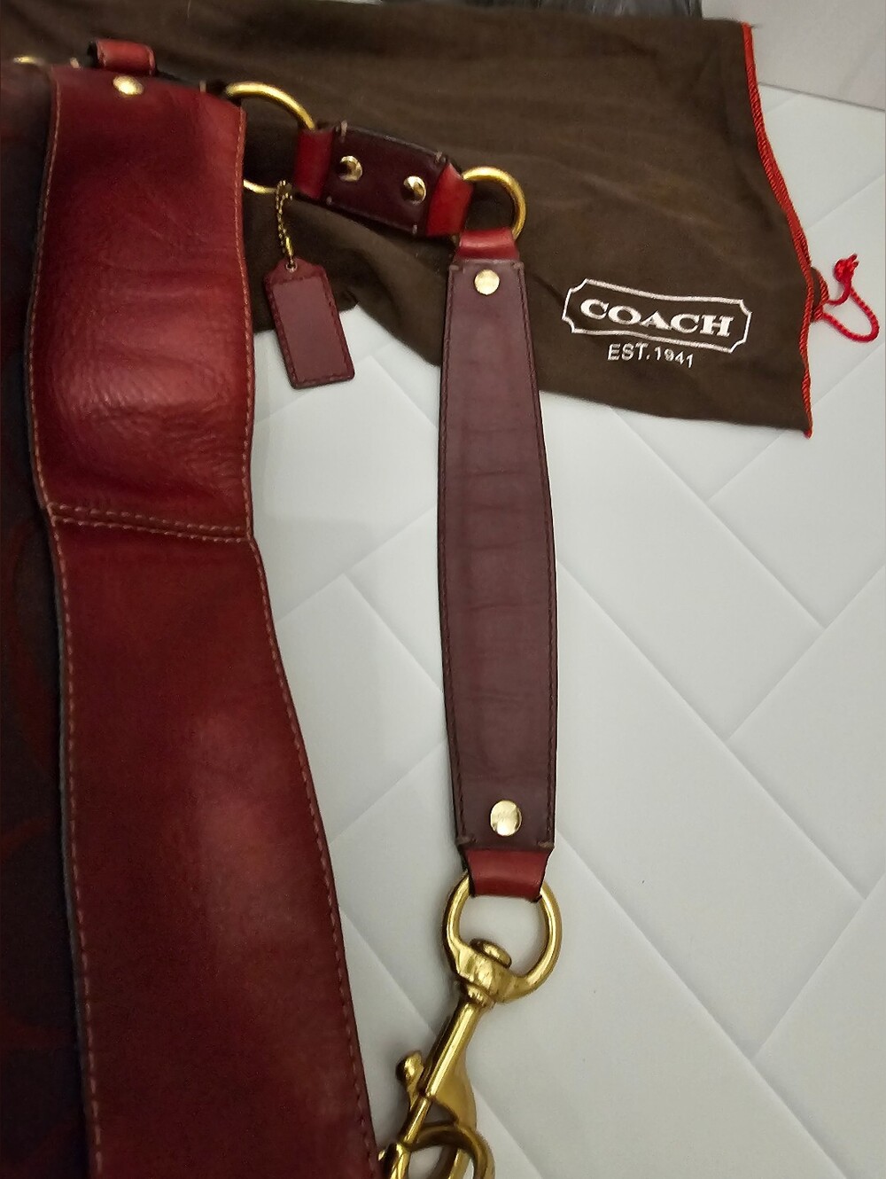 Coach 2008 Large Zoe Signature Hobo 12674 Burgundy Leather Jacquard - Picture 11 of 16